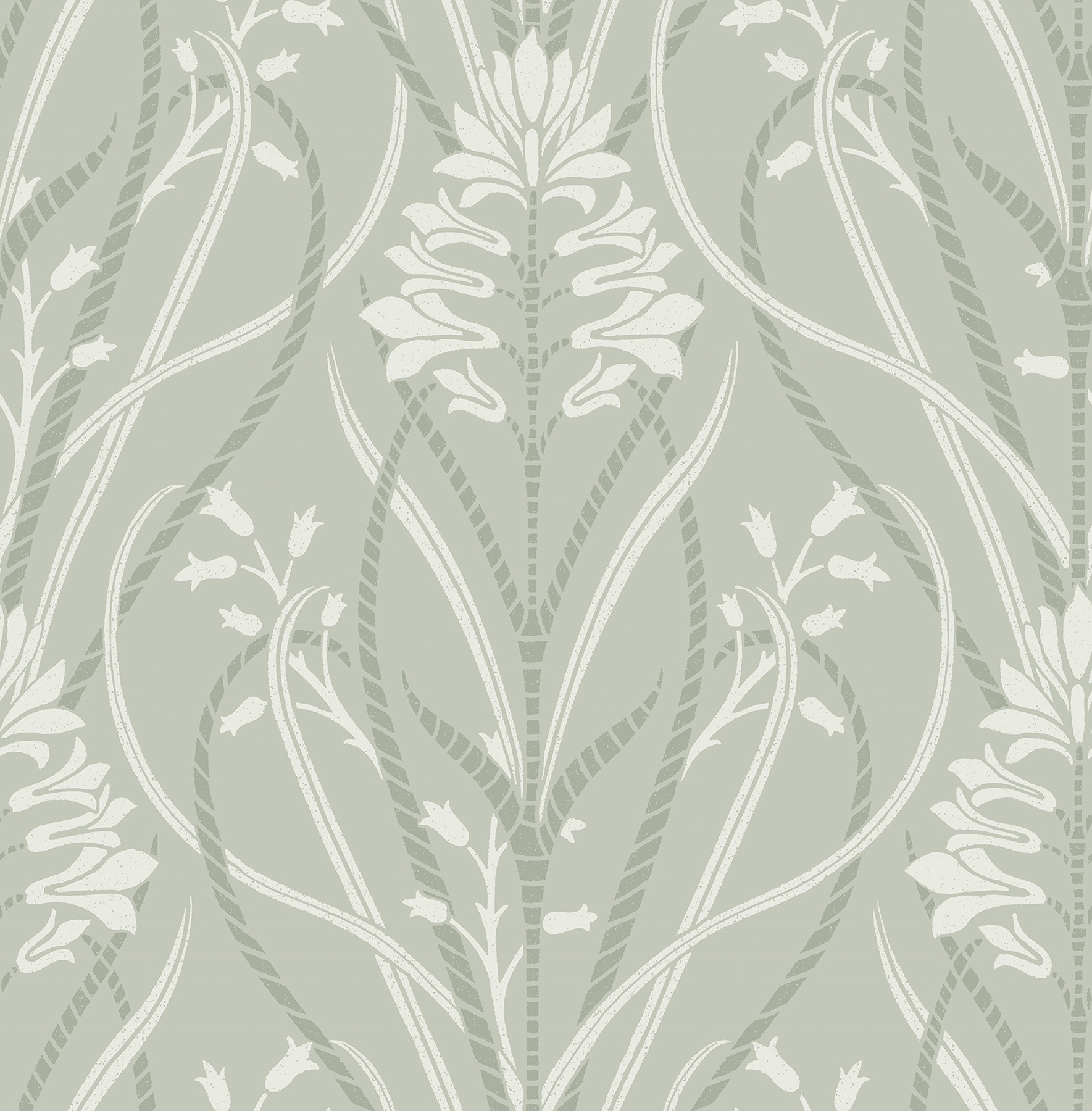 Rosalind Sage Iris Damask Wallpaper