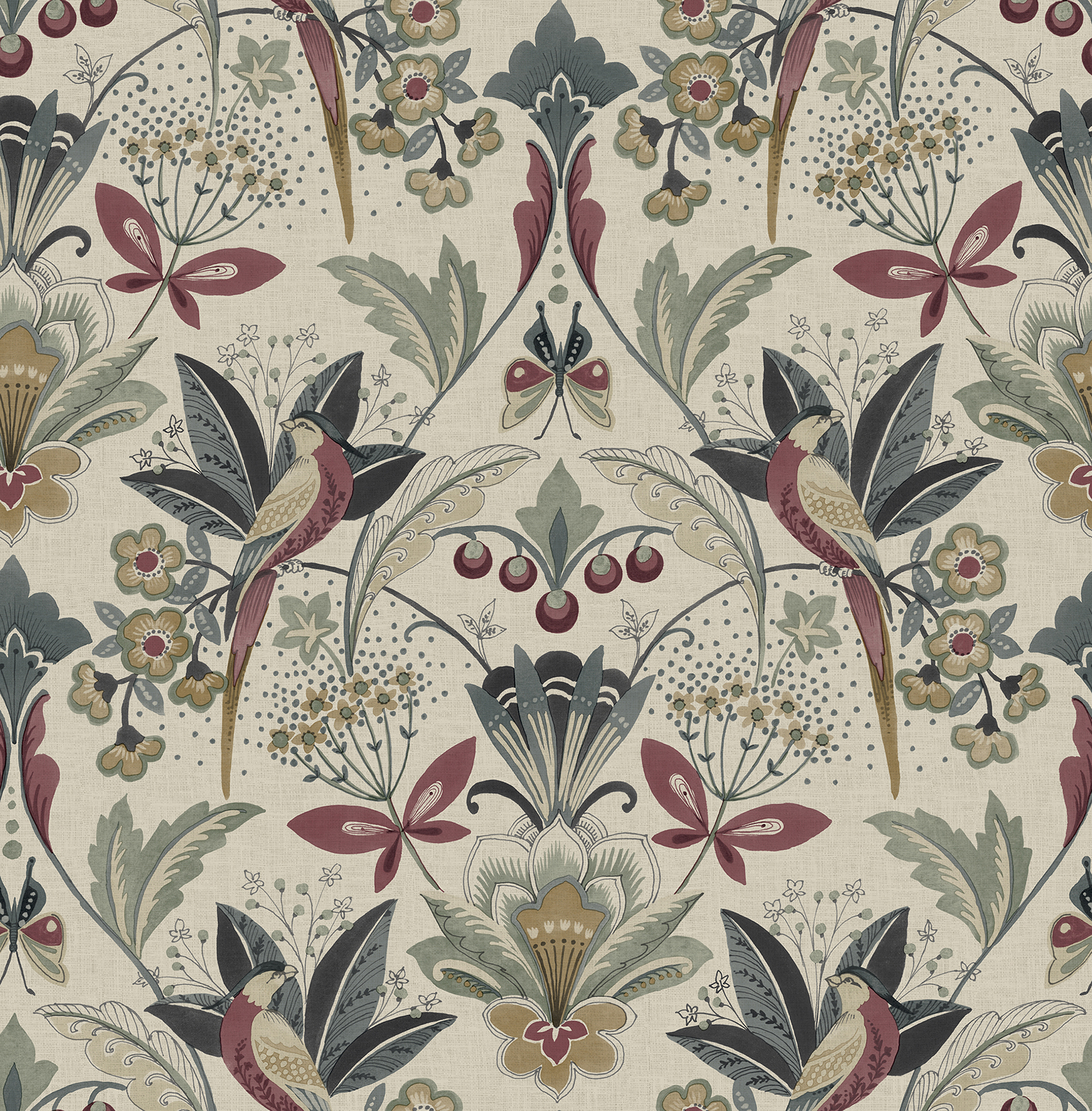 Bernadette Merlot Garden Wilderness Wallpaper