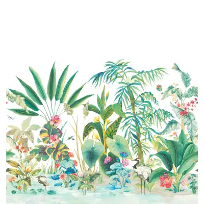 Tropical Panoramic White Wall Mural