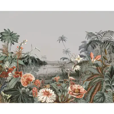 Floating Gardens Grey Wall Mural