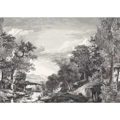 Provincial Scenic Black Wall Mural