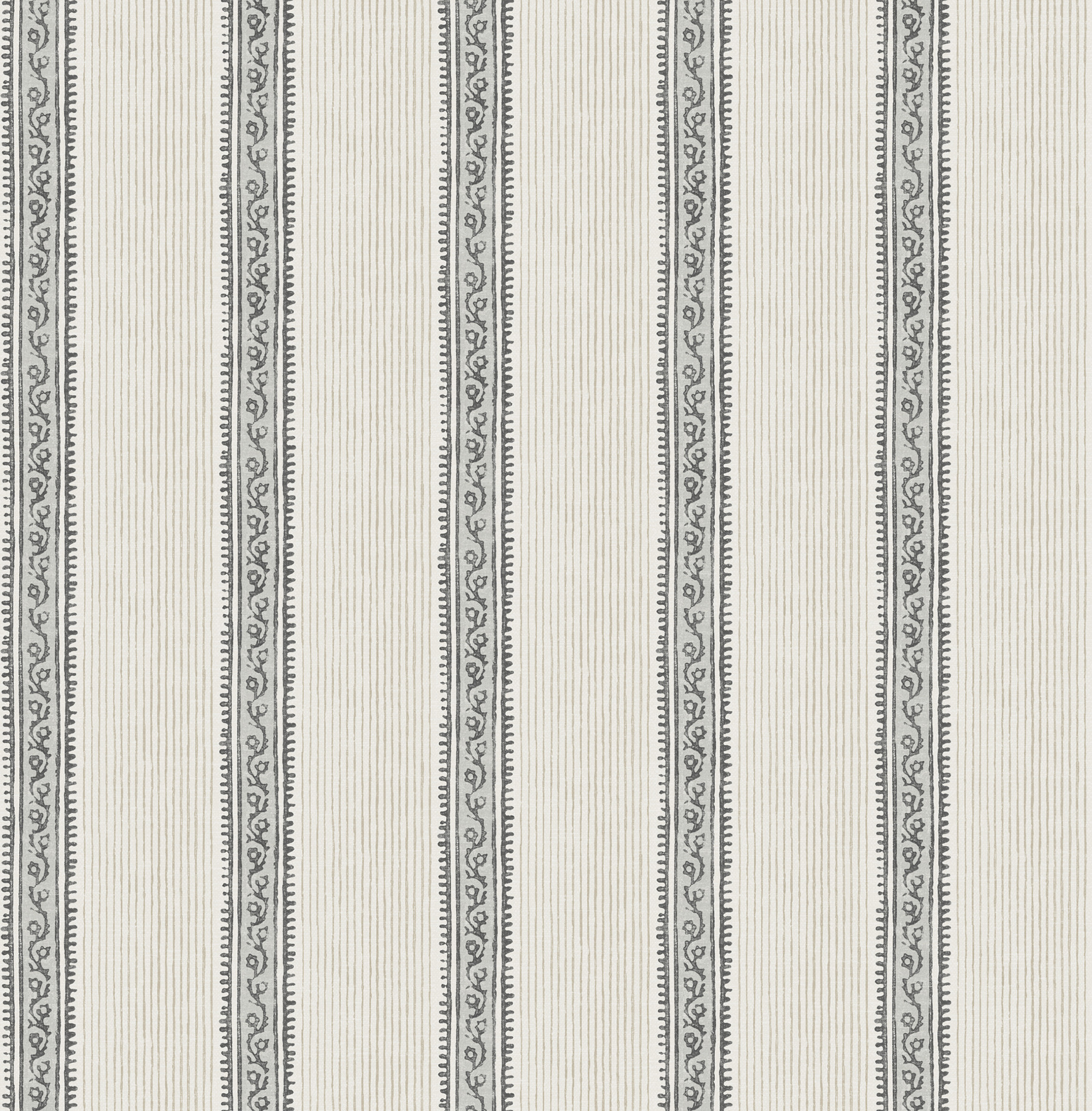 Mandevilla Black Vine Stripe Wallpaper