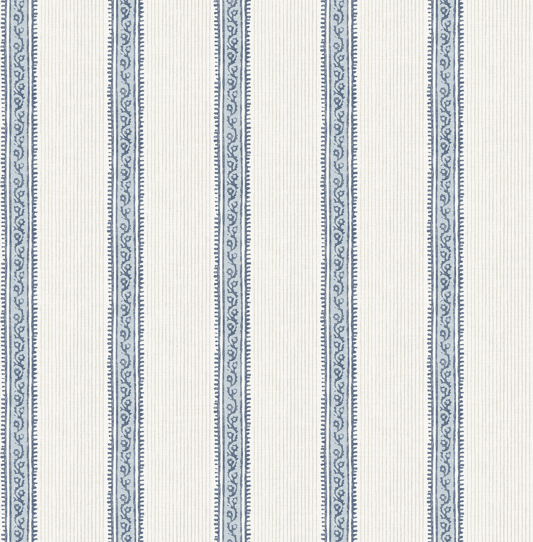 Mandevilla Blue Vine Stripe Wallpaper