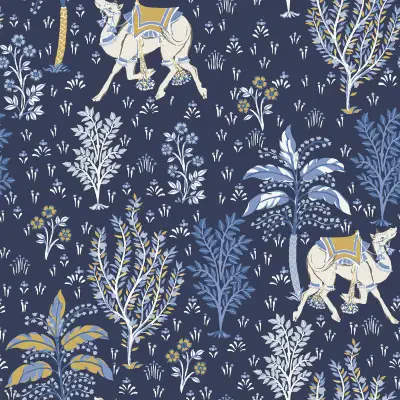 Navy Camel's Courtyard Peel & Stick Wallpaper