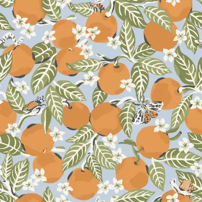 Sky Blue Orange Grove Peel & Stick Wallpaper