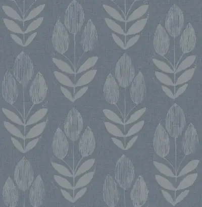 Garland Denim Block Tulip Wallpaper