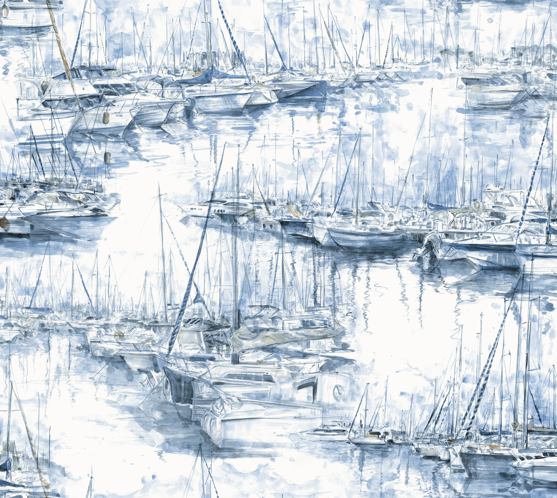 Yacht Club Blue Scenic Wallpaper
