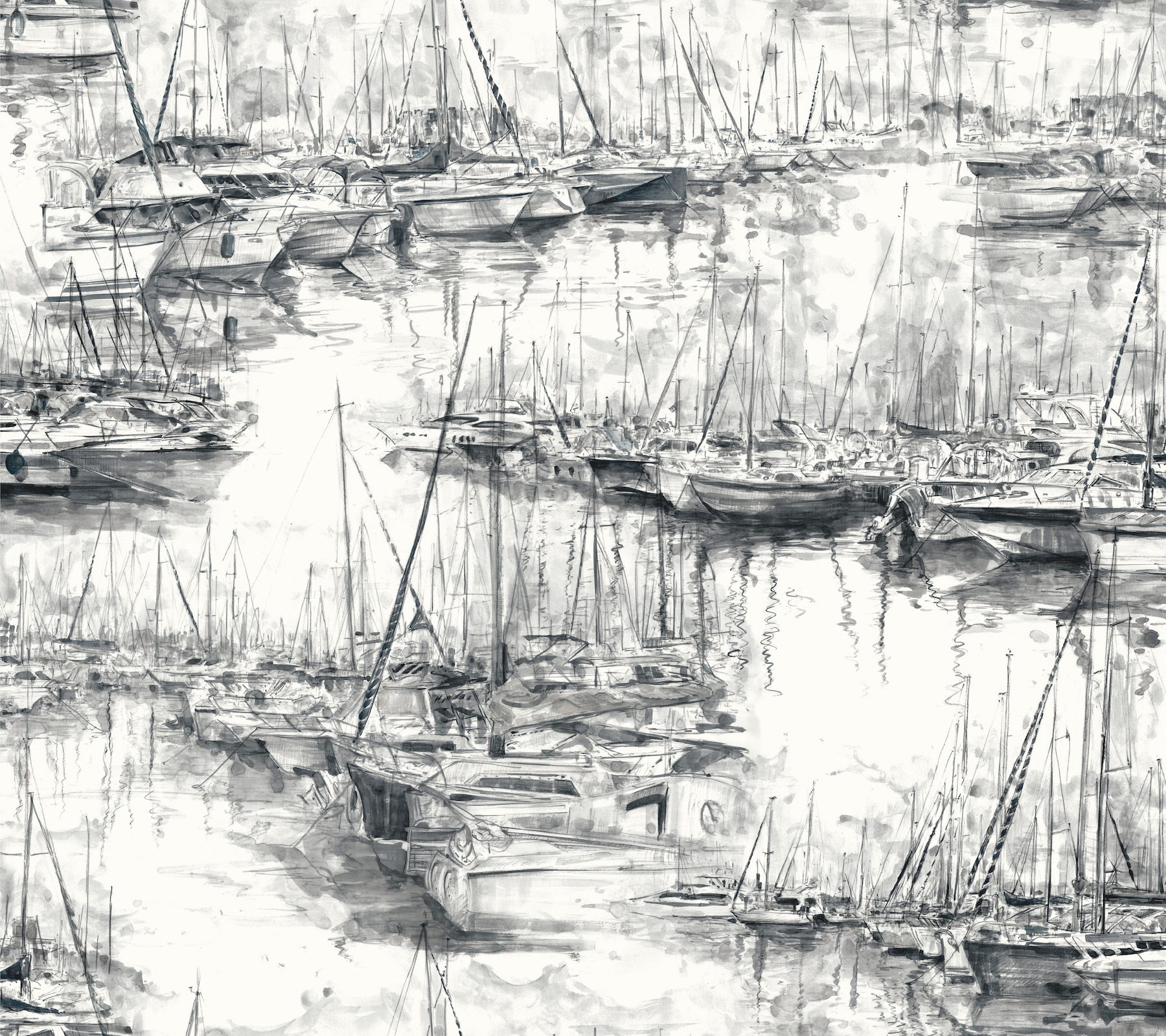 Yacht Club Charcoal Scenic Wallpaper