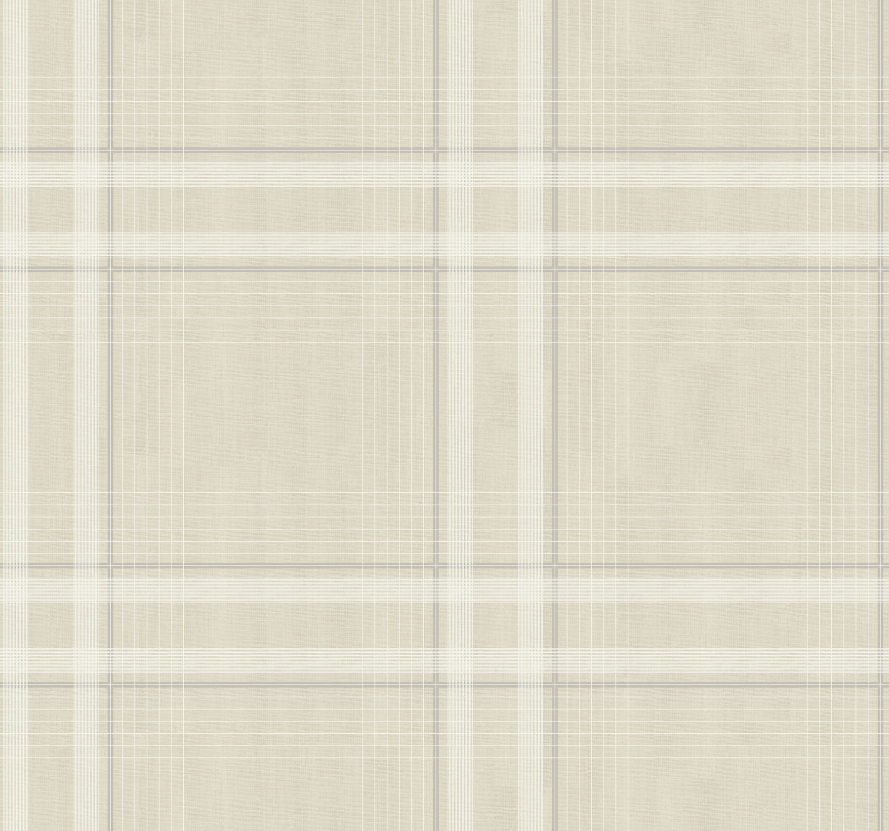 Country Club Plaid Beige Faux Linen Wallpaper