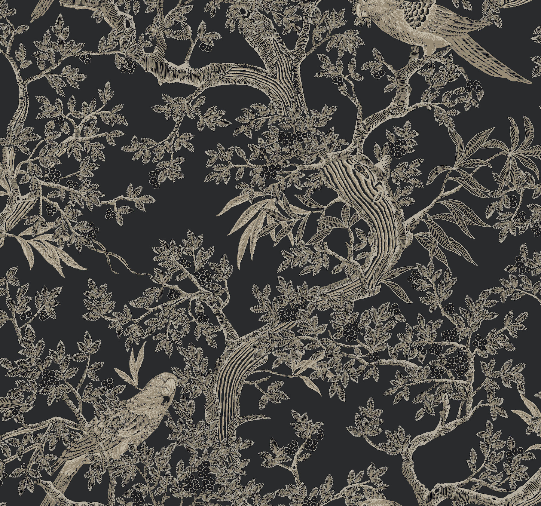 Regal Ridge Black Trailing Tree Wallpaper