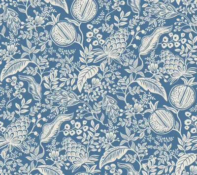 Pomegranate Blue & Ivory Peel & Stick Wallpaper