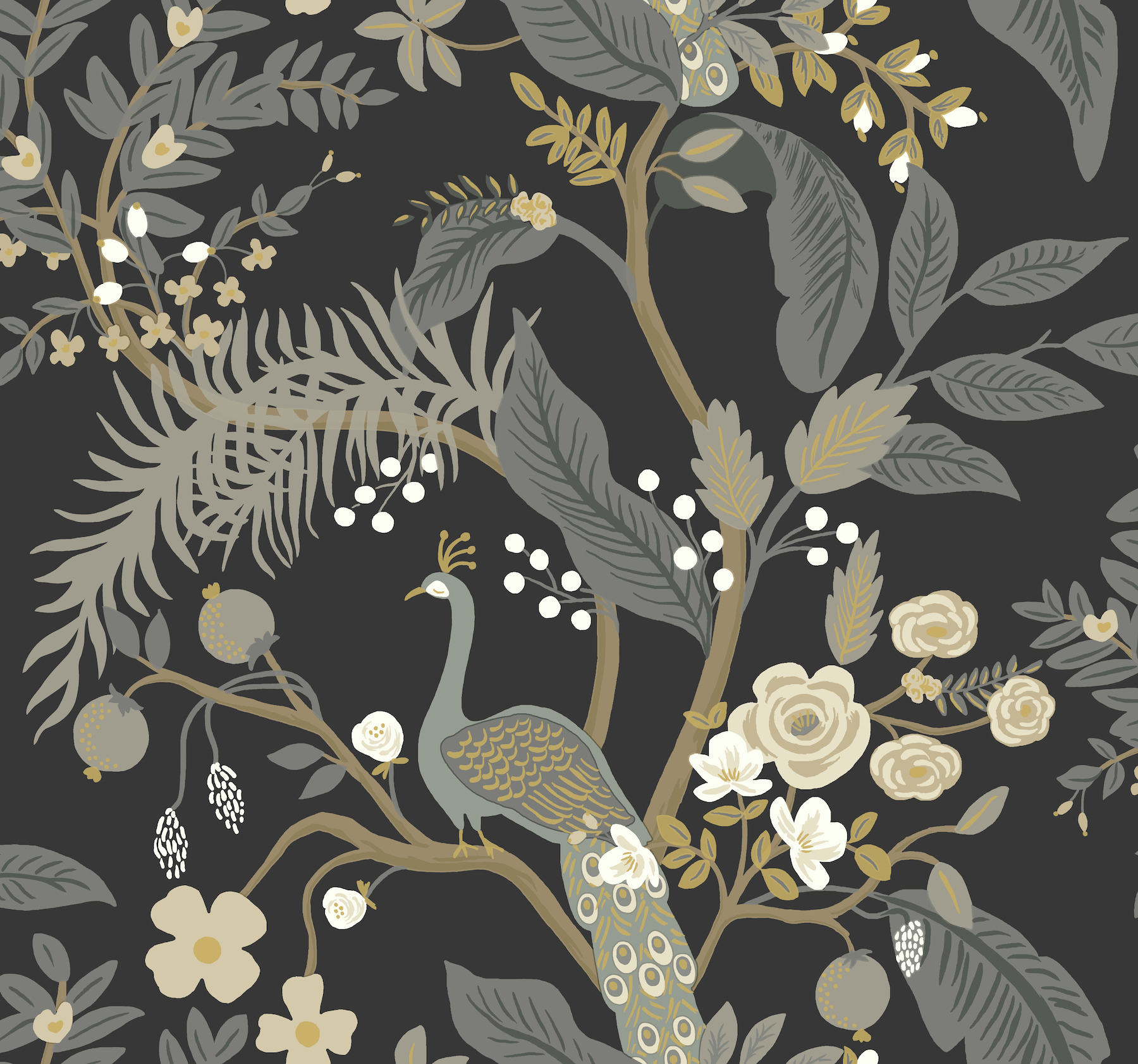 Peacock Black Wallpaper