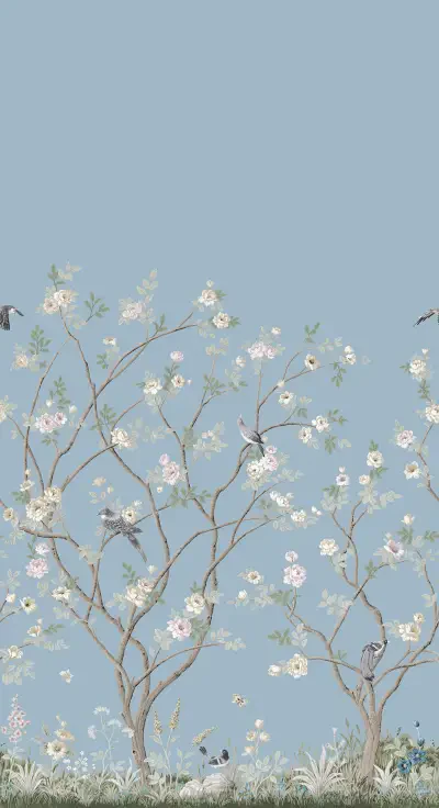 Lingering Garden Sky Blue Wall Mural