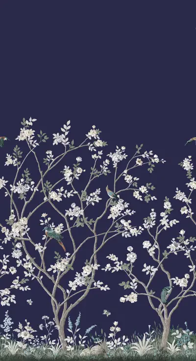 Lingering Garden Navy Wall Mural