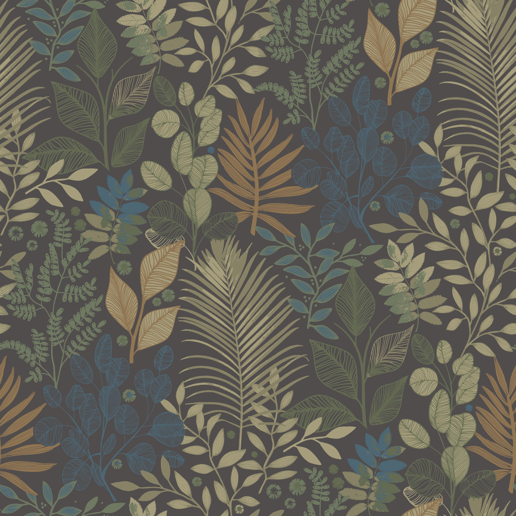 Ängslycka Charcoal Forest Botanicals Wallpaper