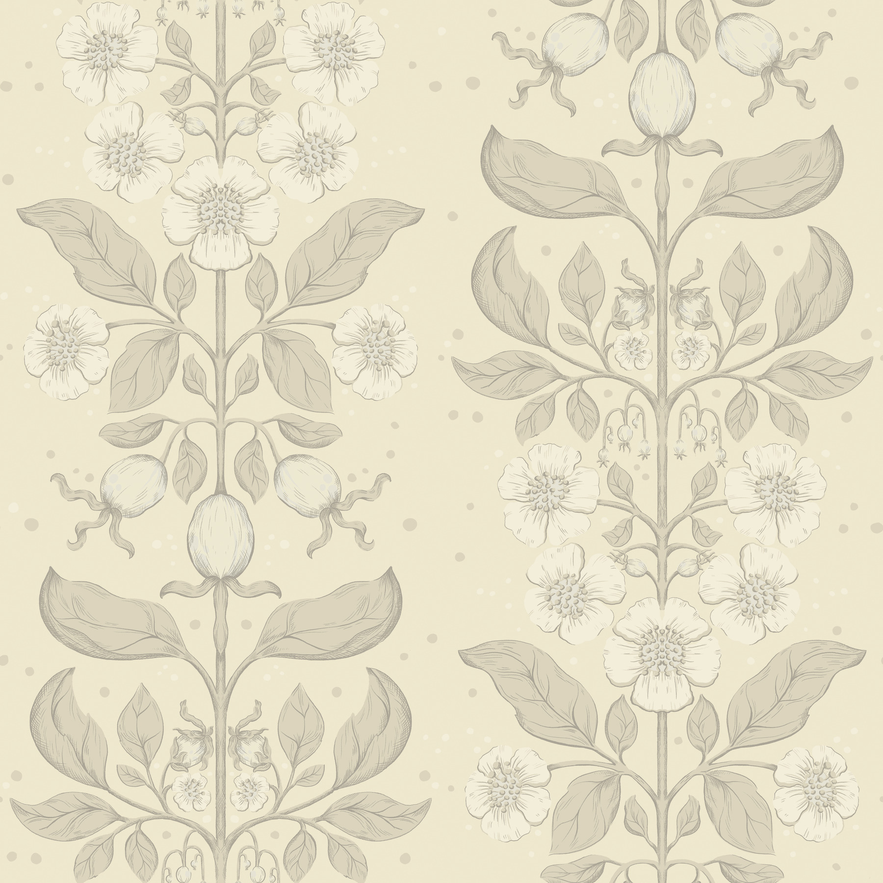 Rosa Cream Floral Columns Wallpaper