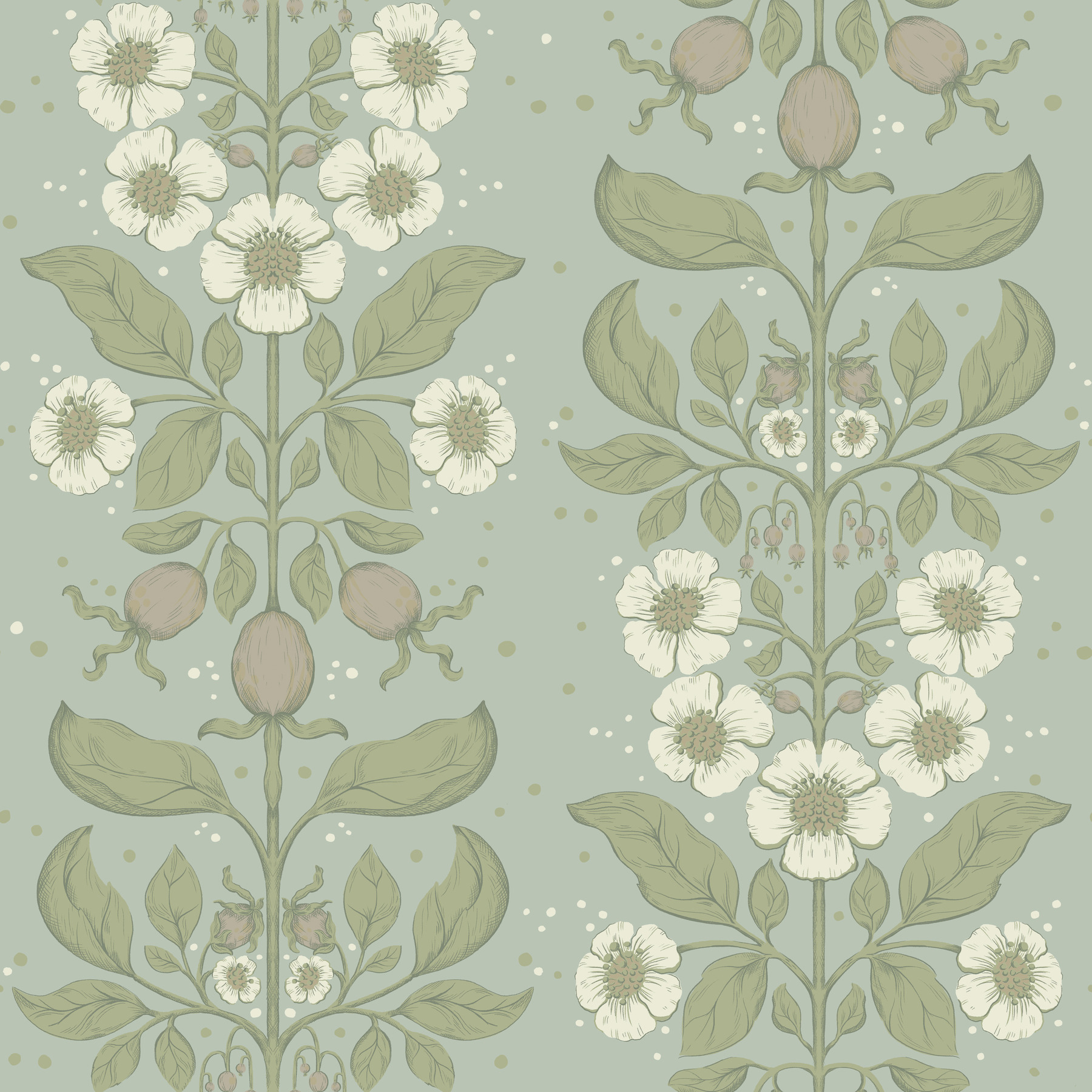 Rosa Sky Blue Floral Columns Wallpaper