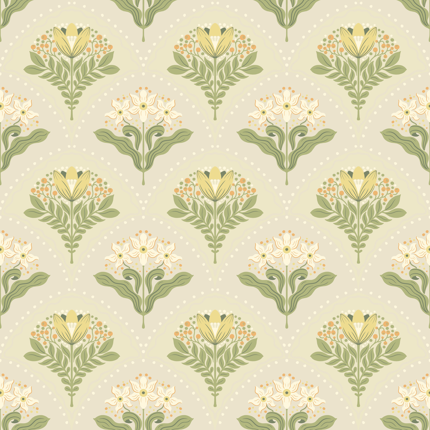 Maj Light Grey Floral Damask Wallpaper