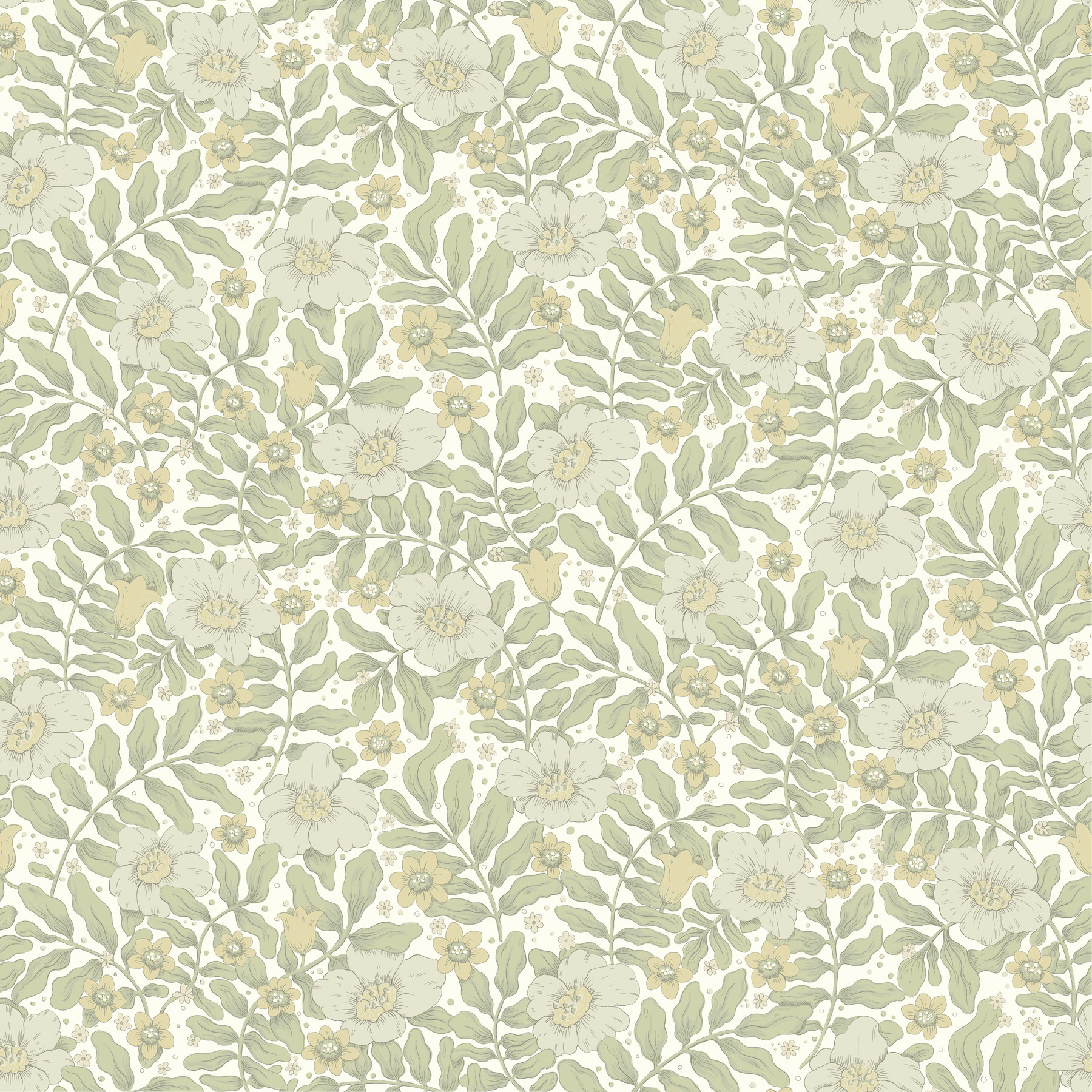 Maggan Sage Floral Trail Wallpaper