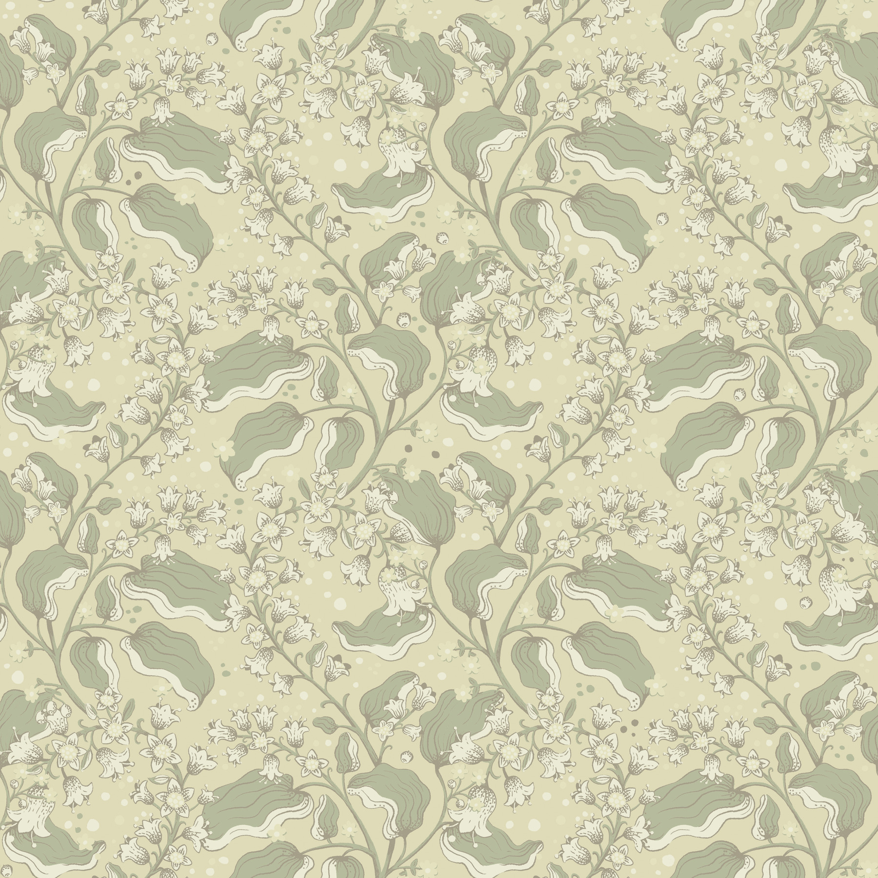 Syren Light Green Dainty Floral Wallpaper