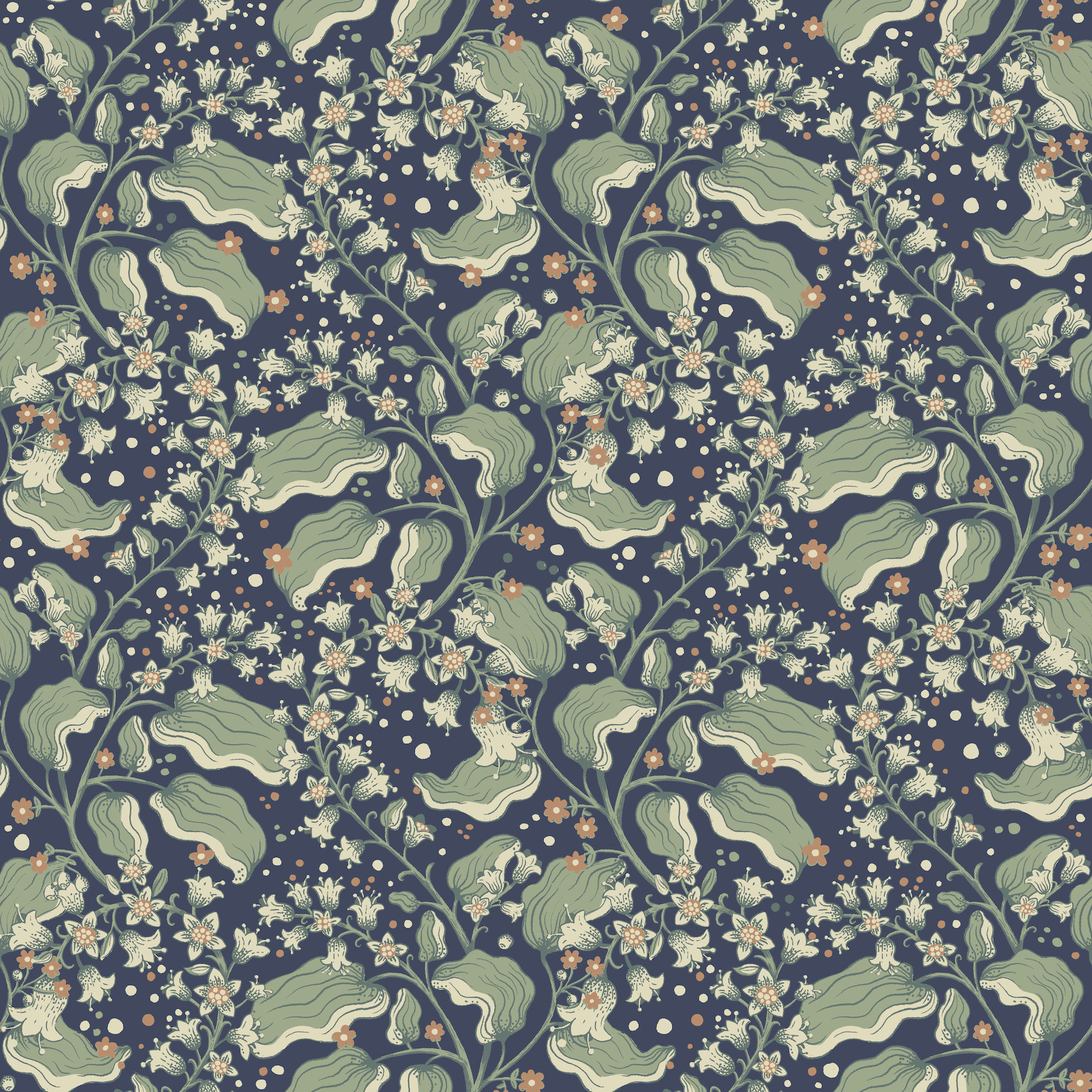 Syren Navy Dainty Floral Wallpaper