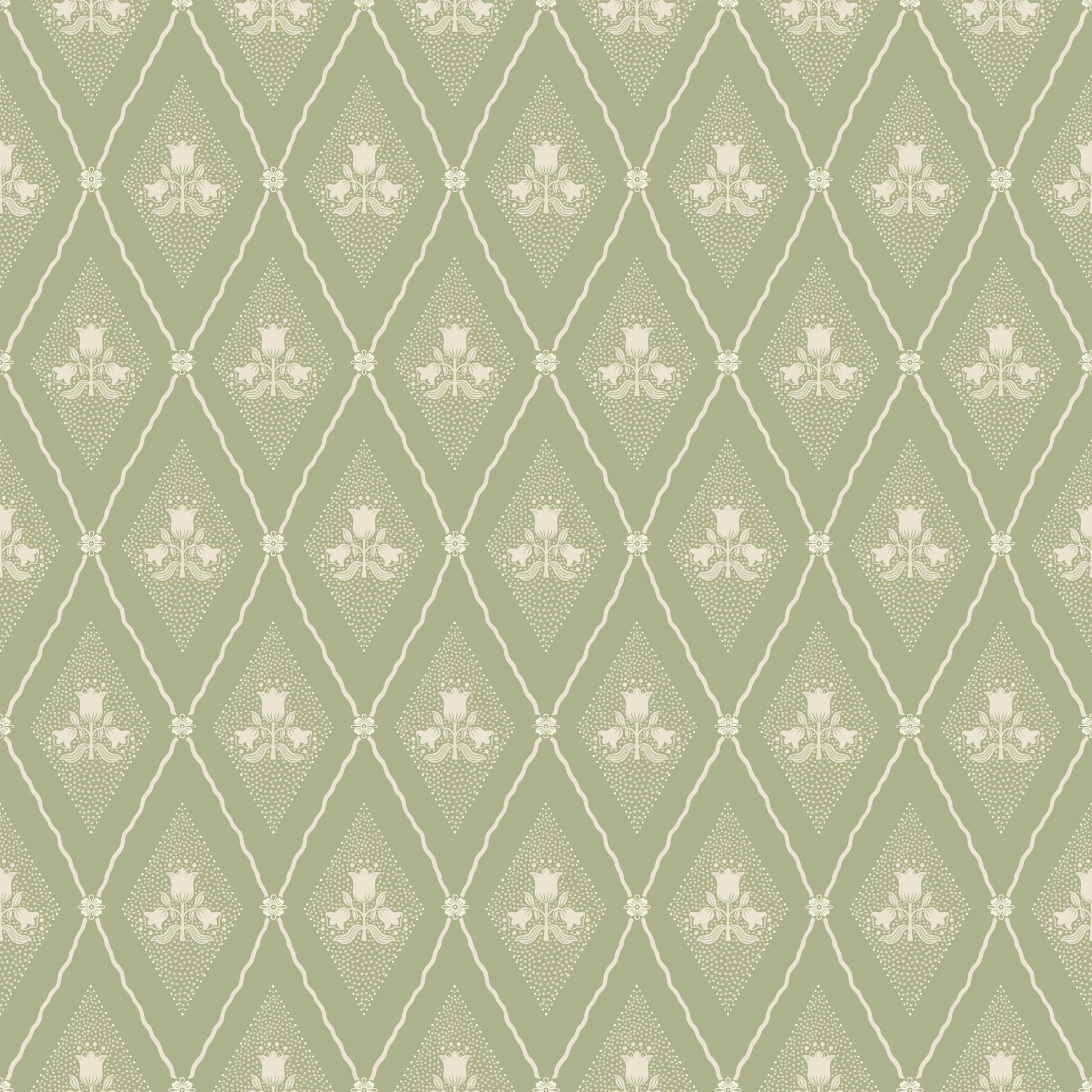 Alma Moss Diamond Floral Wallpaper