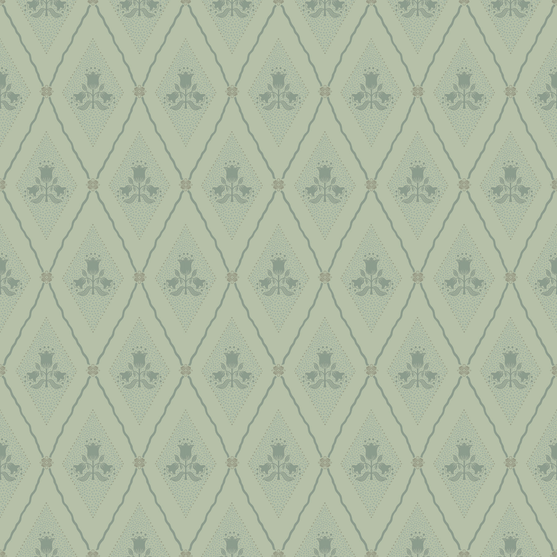 Alma Mint Diamond Floral Wallpaper