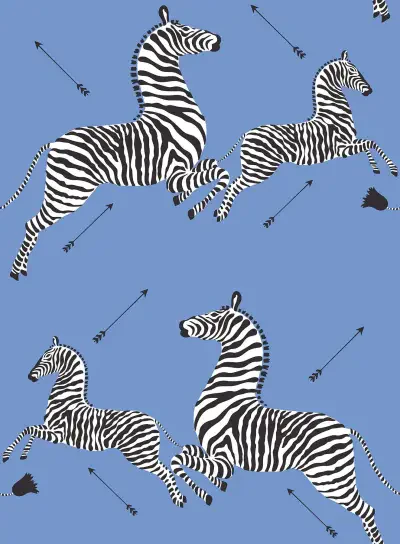 Azure Zebra Safari Peel & Stick Wallpaper