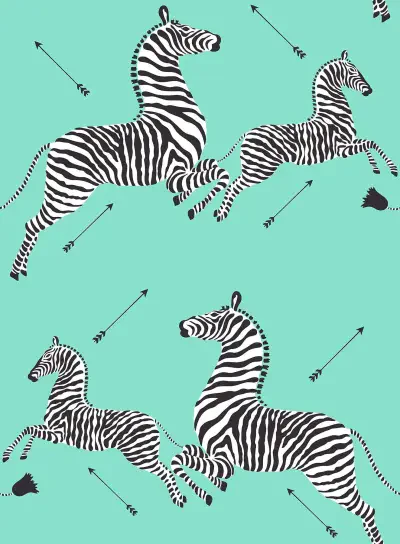 Aqua Zebra Safari Peel & Stick Wallpaper