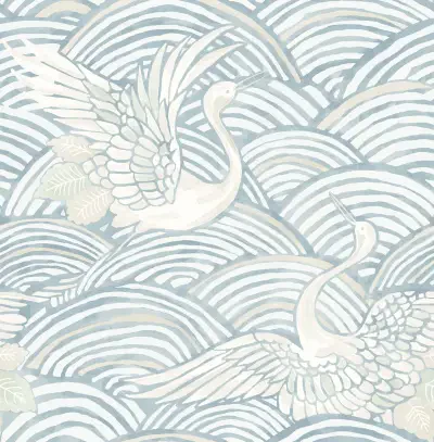 Egret Sky Blue Tidal Dance Wallpaper