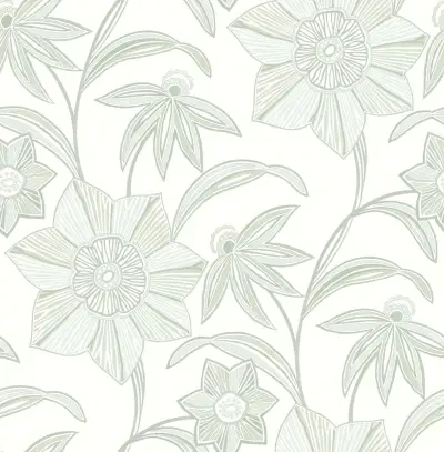 Star Flower Light Green Floral Trail Wallpaper