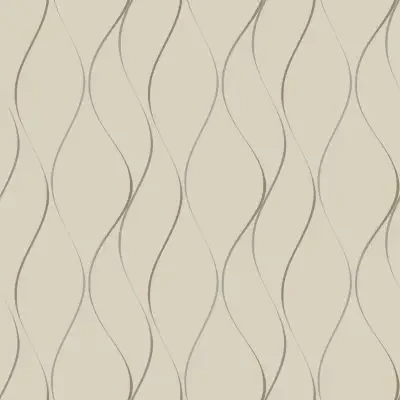 Beige Metallic Wavy Stripe Wallpaper