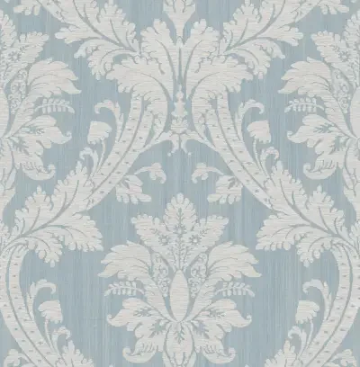 Clelia Blue Damask Wallpaper