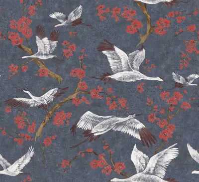 Airone Multicolor Crane Wallpaper