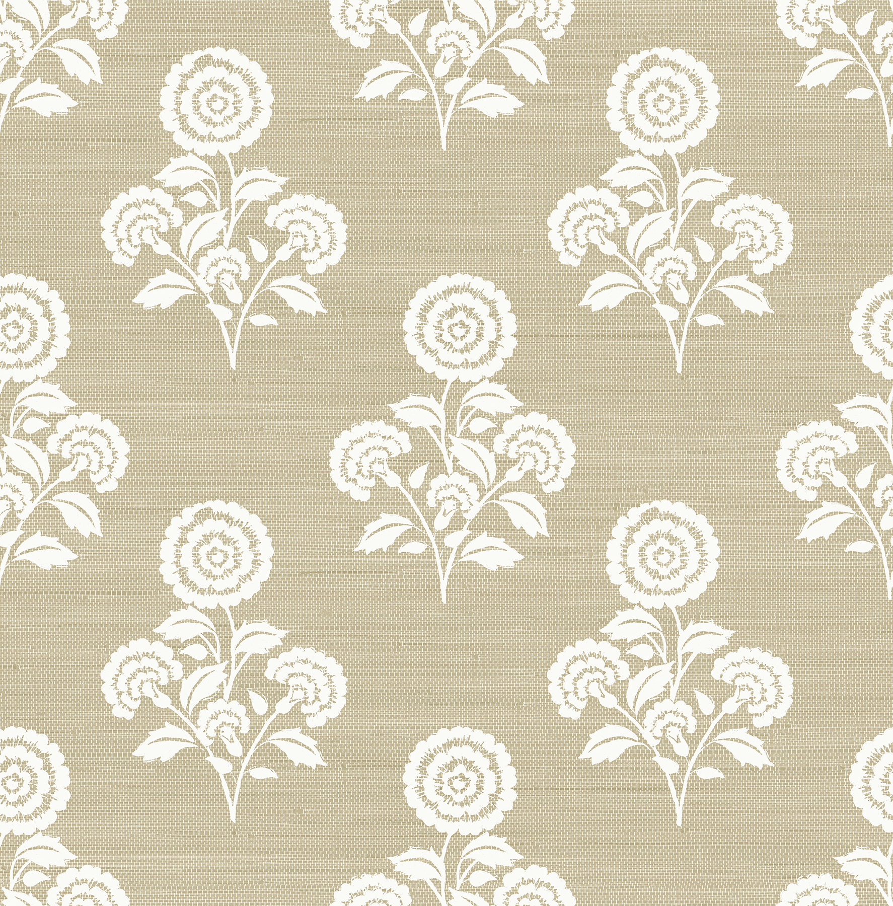 Flourish Block Print Wheat Faux Grasscloth Peel & Stick Wallpaper