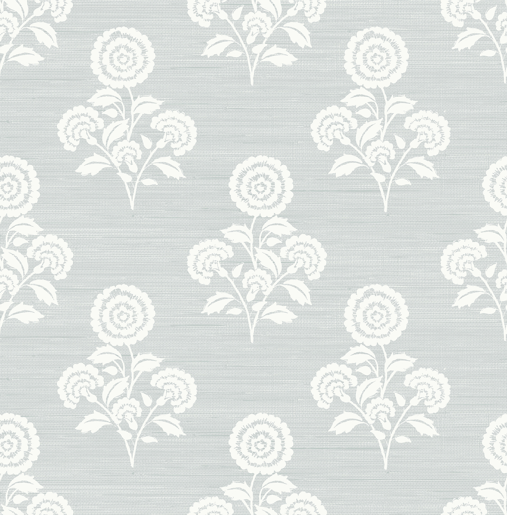 Flourish Block Print Whisper Blue Faux Grasscloth Peel & Stick Wallpaper