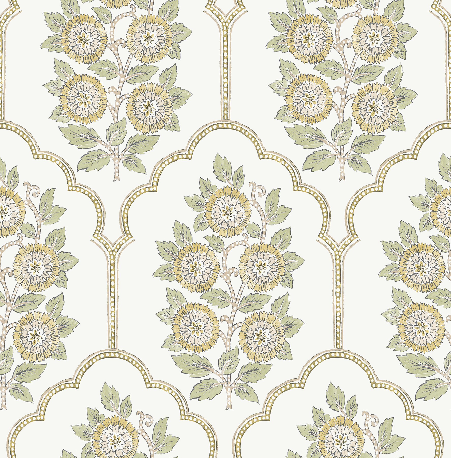 Floral Bazaar Ochre Peel & Stick Wallpaper
