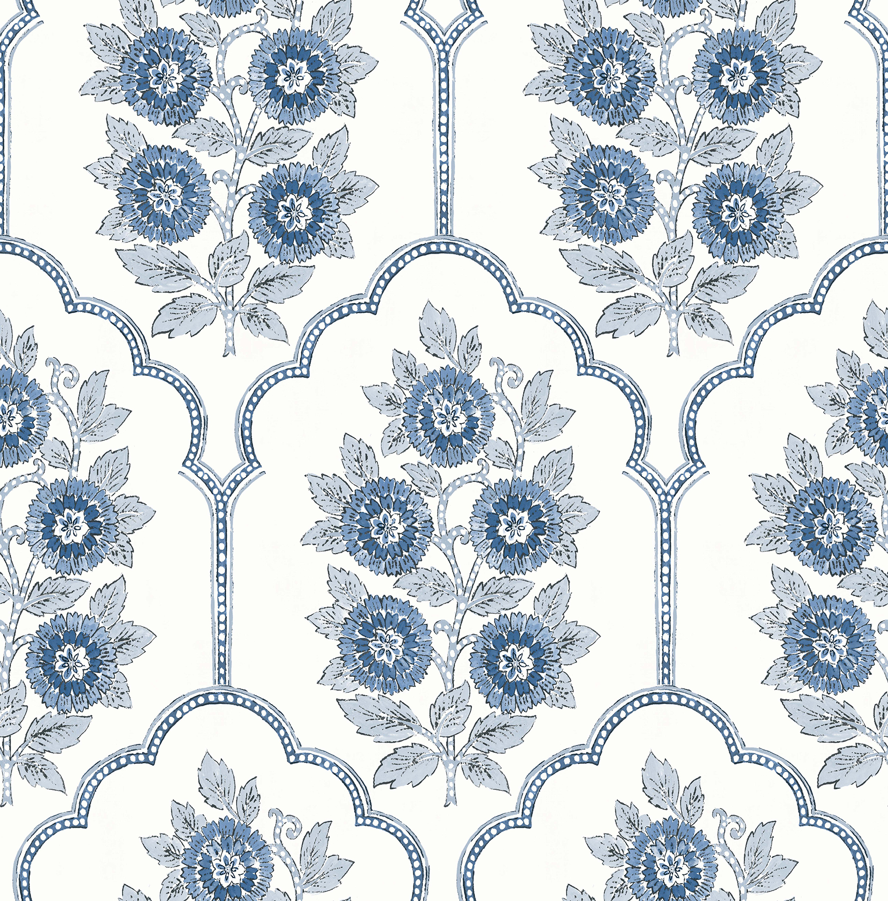 Floral Bazaar Delft Blue Peel & Stick Wallpaper