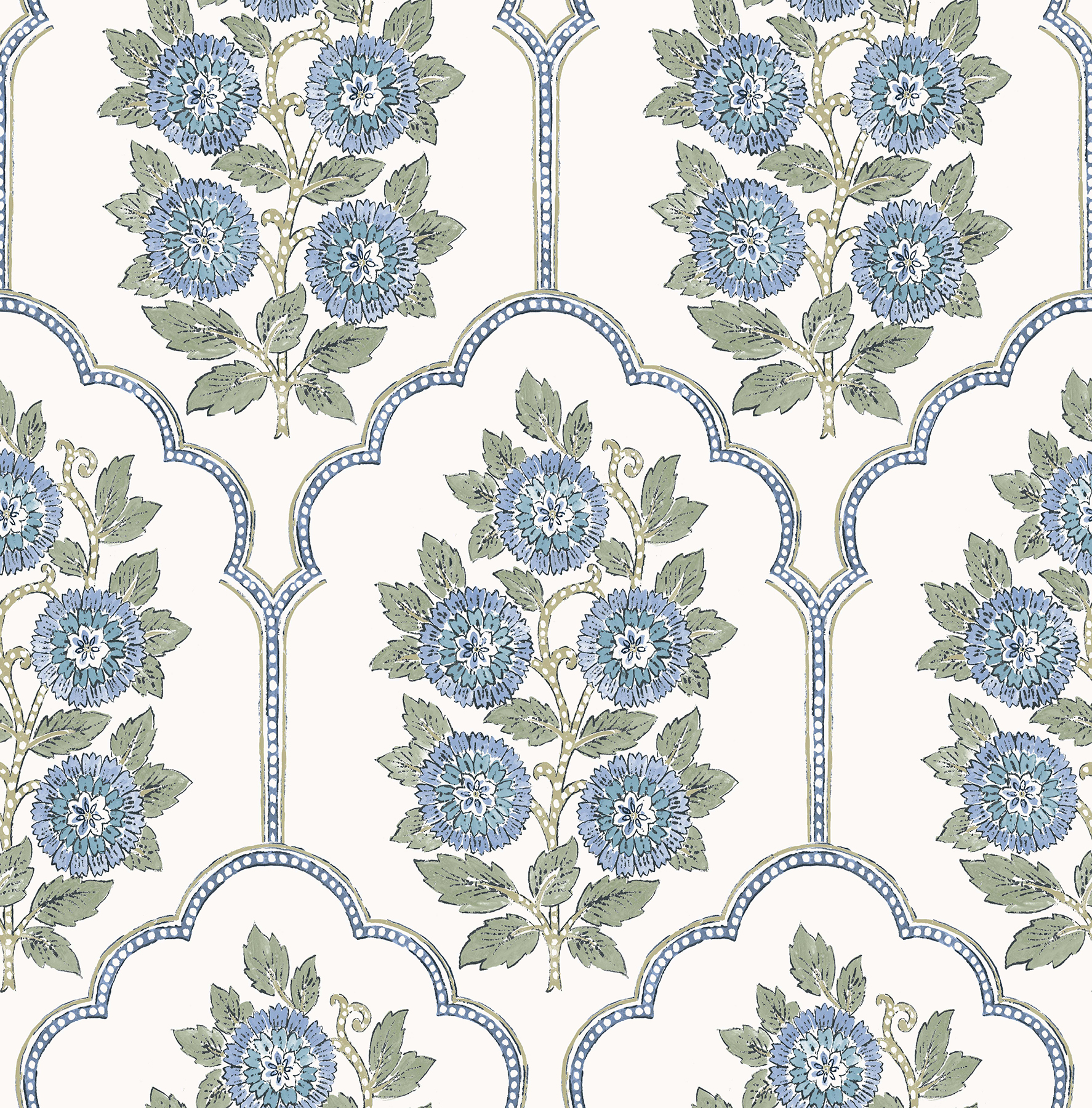 Floral Bazaar Green and Blue Peel & Stick Wallpaper
