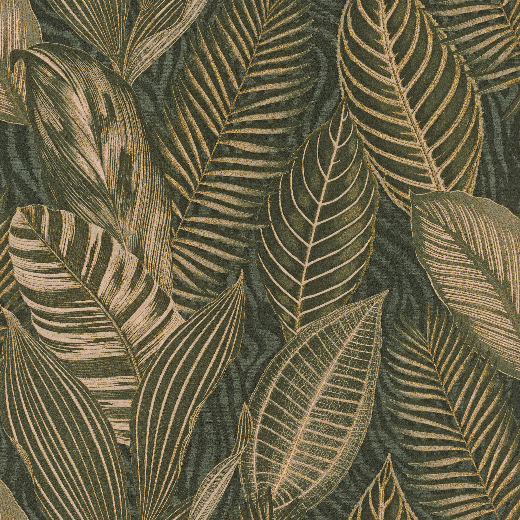 Acacius Dark Green Tropical Foliage Wallpaper