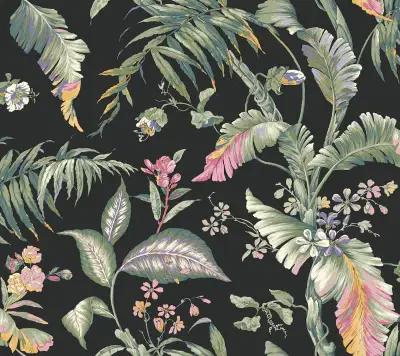 Fiji Garden Black Peel & Stick Wallpaper