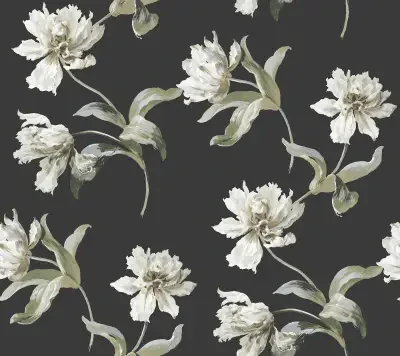 Large Parrot Tulip Black Peel & Stick Wallpaper