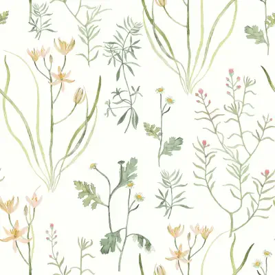 Watercolor Botanicals Premium Peel and Stick Wallpaper by York