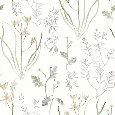 Watercolor Botanicals Premium Peel and Stick Wallpaper by York