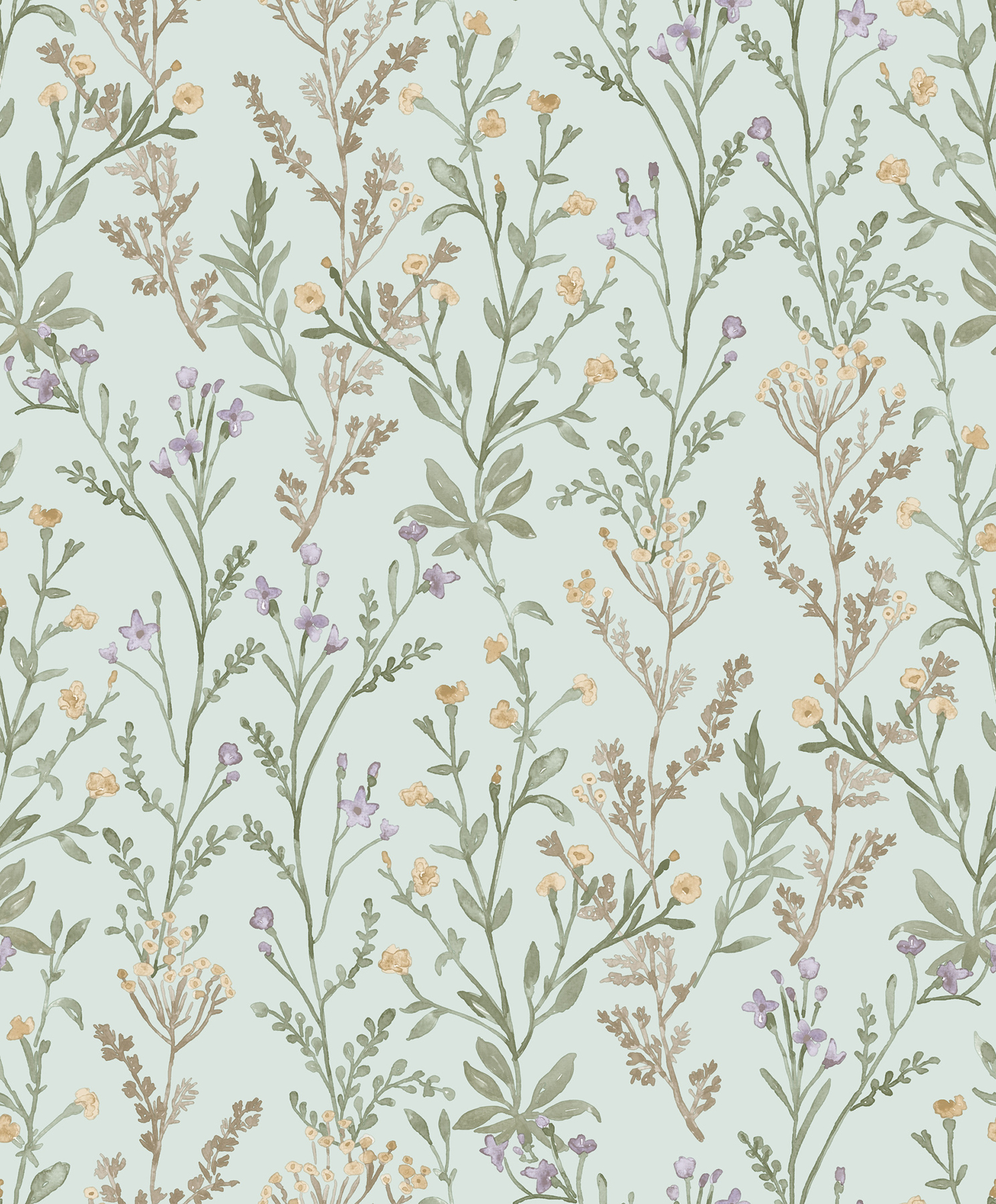 Laverne Aquamarine Wildflowers Wallpaper