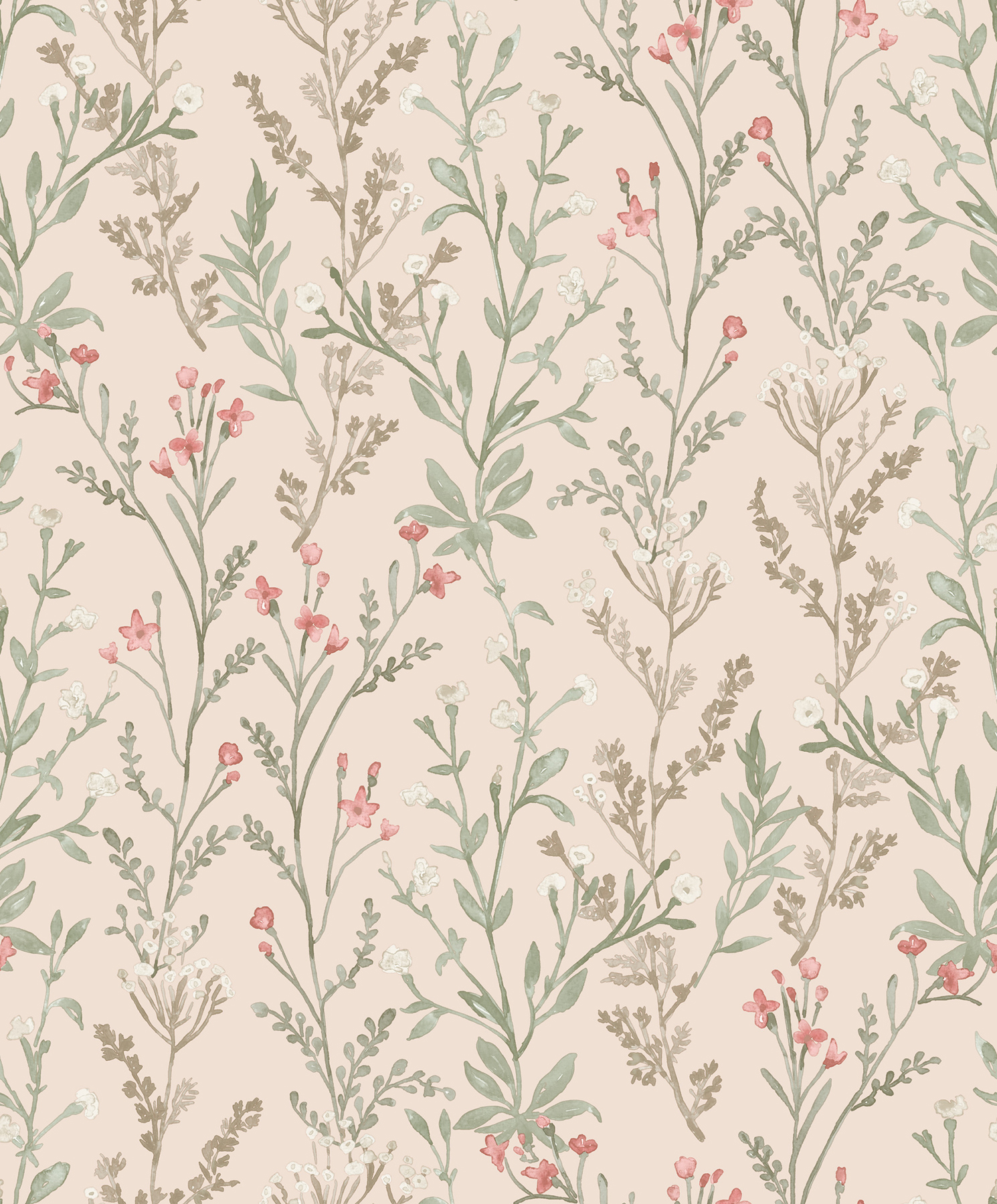 Laverne Blush Wildflowers Wallpaper
