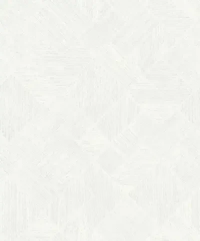 Marquetry White Tile Wallpaper