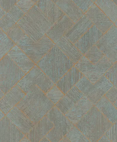 Marquetry Teal Tile Wallpaper