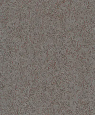 Sculpted Floral Copper Relief Wallpaper