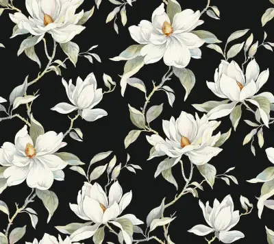 Garden Jewels Black Wallpaper